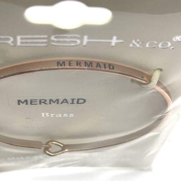 Fresh & Co Brass Rose Gold Tone Mermaid Inscribed Thin Bangle Bracelet - NEW - Picture 3 of 7
